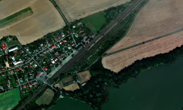 Jistebník (nádraží) – letecký pohled