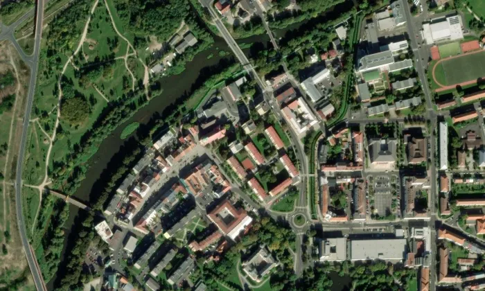 Jubilejní kašna – letecký pohled