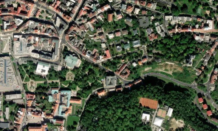 jubilejní Kolostůjova kašna – letecký pohled