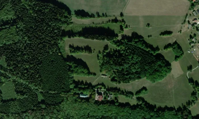 Křížová cesta na horu Tábor – letecký pohled