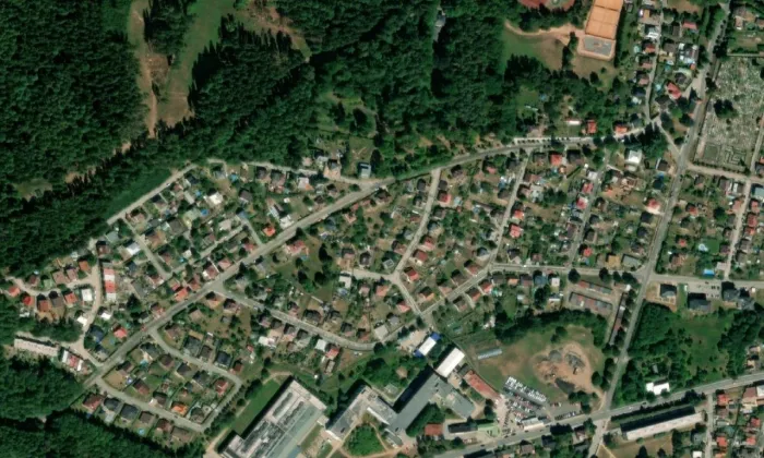 křížová cesta v Nové Pace – letecký pohled