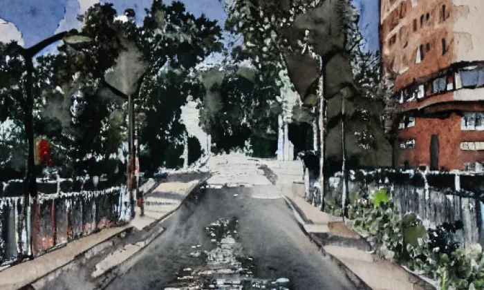Kalikovský most – akvarel