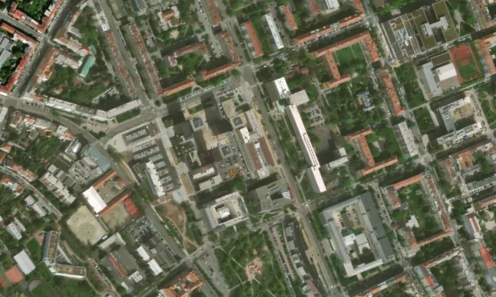 Kancelářský komplex Šumavská – letecký pohled