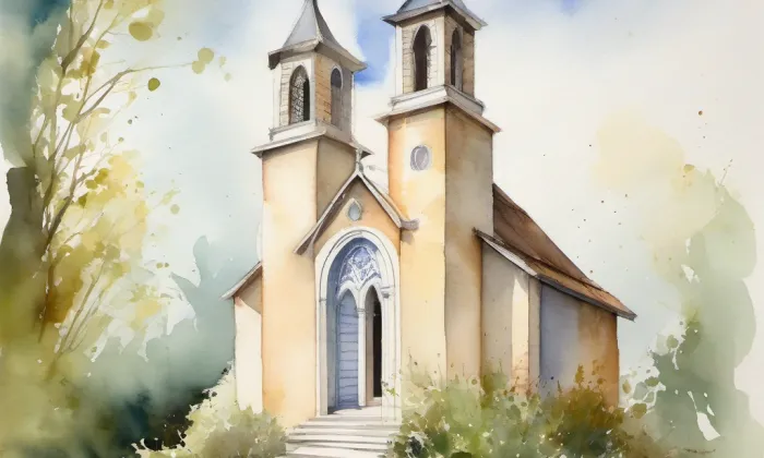 kaple (Drahomyšl) – akvarel