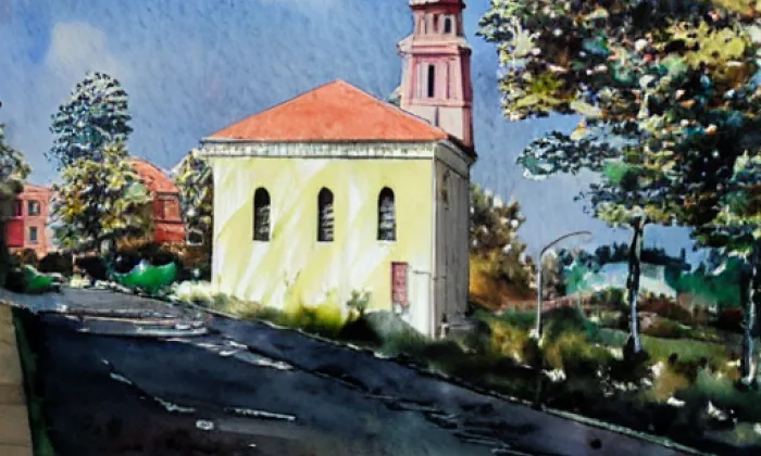 kaple Anděla Strážce (Čeradice) – akvarel
