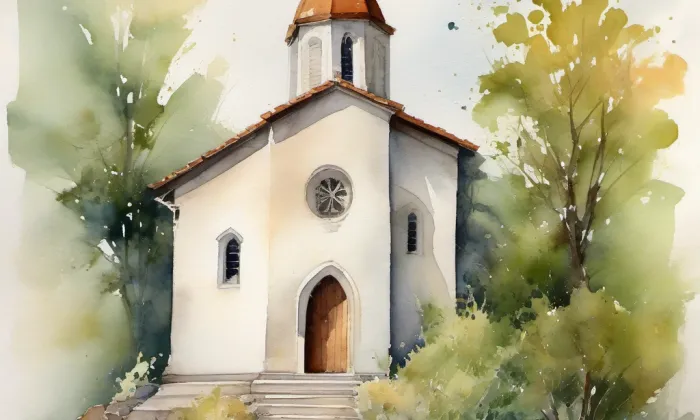 kaple Božského Srdce Páně (Vysokov) – akvarel