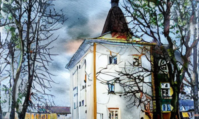 kaple Navštívení Panny Marie (Litohlavy) – akvarel