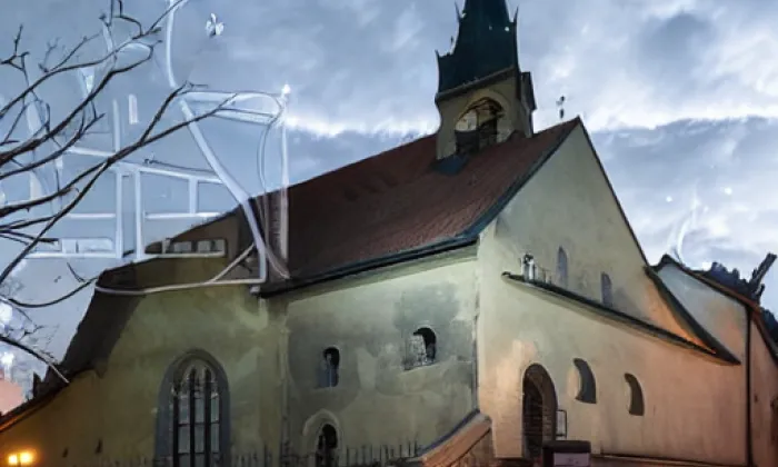 kaple Nejsvětější Trojice (Lom) – noc