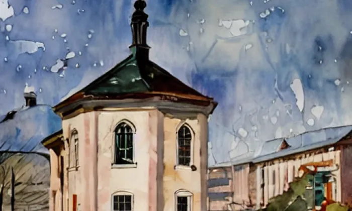 kaple Nejsvětější Trojice (Teplá) – akvarel