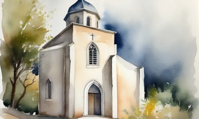 kaple Panny Marie Bolestné (Zlíchov) – akvarel