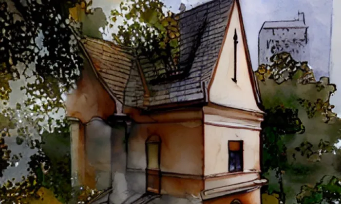 kaple Panny Marie Klatovské – akvarel