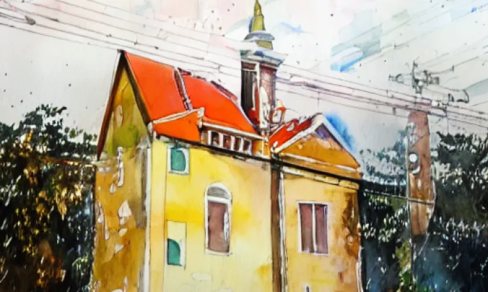 kaple Panny Marie Sněžné (Žernov) – akvarel