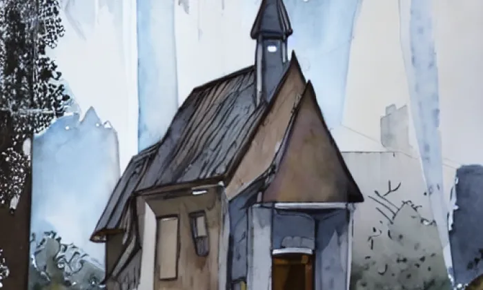kaple Panny Marie Sněžné (Sněžné) – akvarel