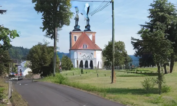 kaple Panny Marie Sněžné v Piheli – akvarel