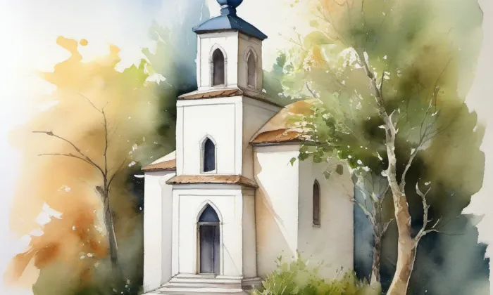 Kaple Povýšení svatého Kříže (Horka-Domky) – akvarel