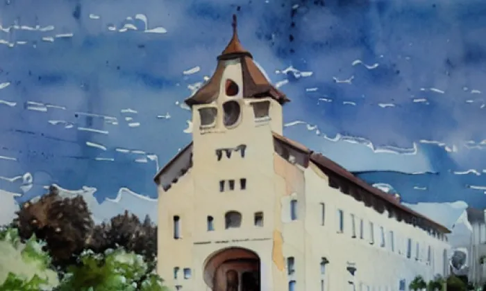 Kaple Povýšení svatého Kříže (Lovětín) – akvarel