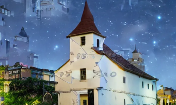 Kaple Povýšení svatého Kříže (Lovětín) – noc