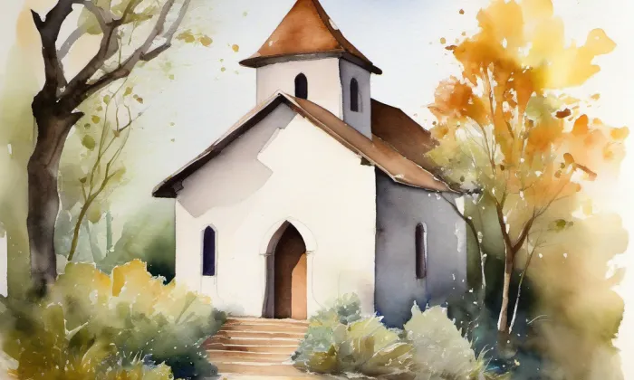 kaple Srdce Ježíšova – akvarel