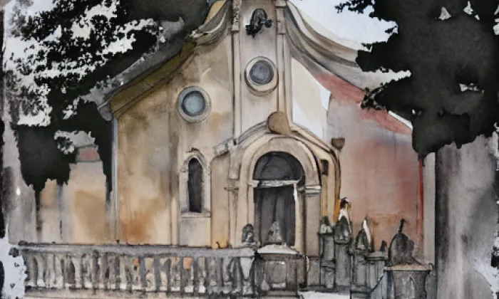kaple svaté Anny (Horní Domaslavice) – akvarel