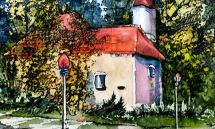 kaple svaté Anny (Satalice) – akvarel