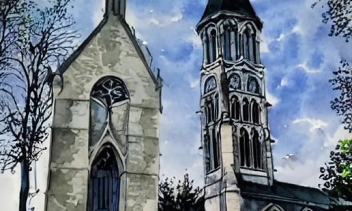 kaple svaté Markéty (Dlažov) – akvarel
