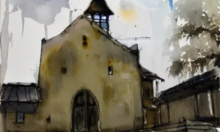 kaple svatého Jana a Pavla (Čakovice) – akvarel
