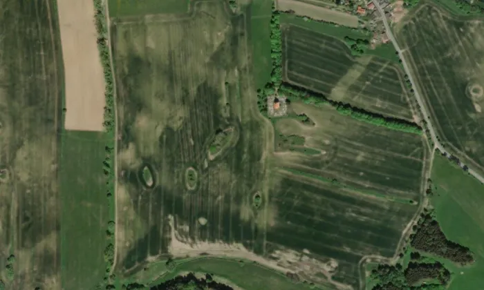 kaple svatého Kříže – letecký pohled