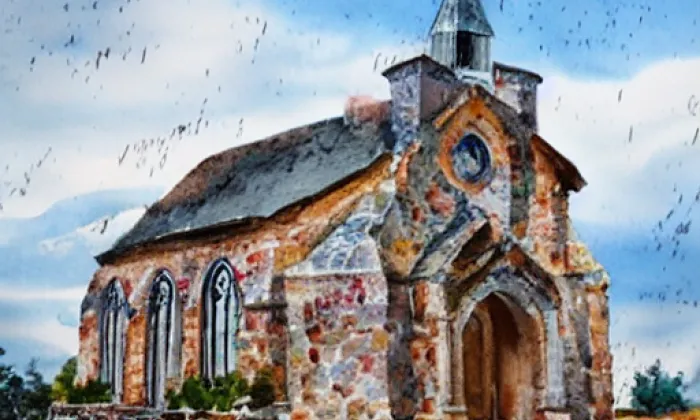 Kaple svatého Kříže (Dolní Benešov) – akvarel