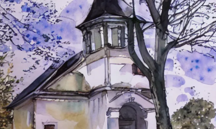 kaple svatého Prokopa (Pikárec) – akvarel
