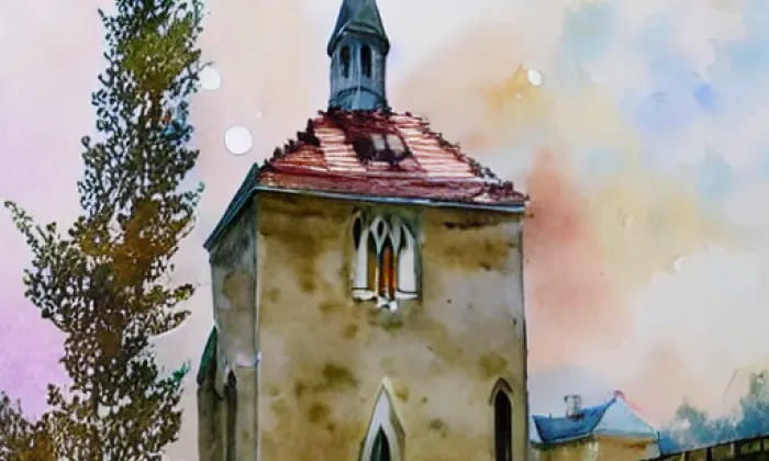 kaple svatého Prokopa (Praskolesy) – akvarel