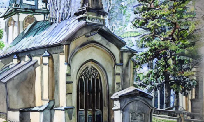 Kaplička Nejsvětější Trojice (Bezděkov pod Třemšínem) – akvarel