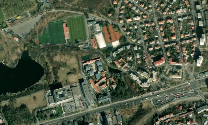 Kaplička ve Vokovicích – letecký pohled