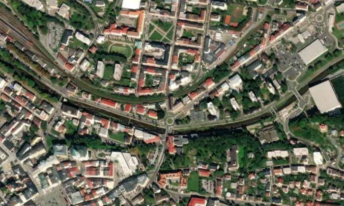 Kino Vesmír – letecký pohled