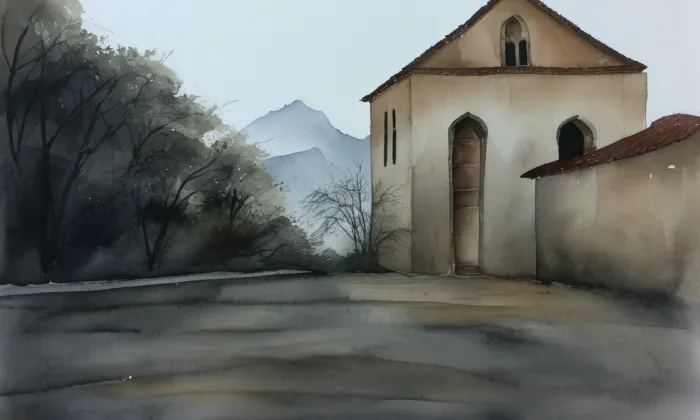 Klášter salesiánů (Děčín) – akvarel