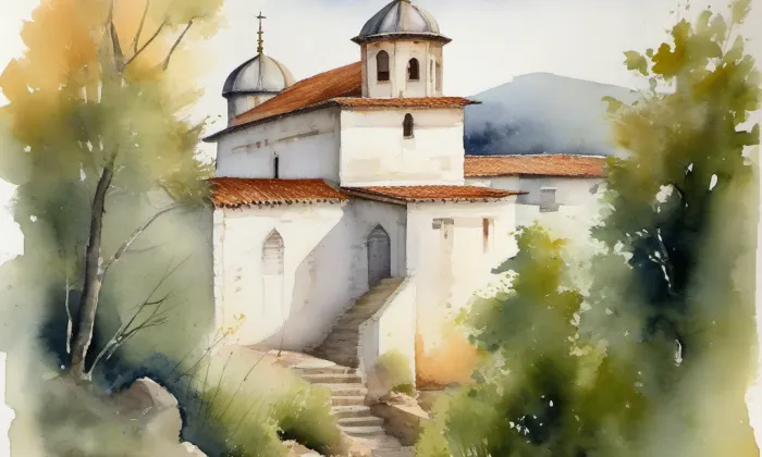 Klášter servitů (Rabštejn nad Střelou) – akvarel