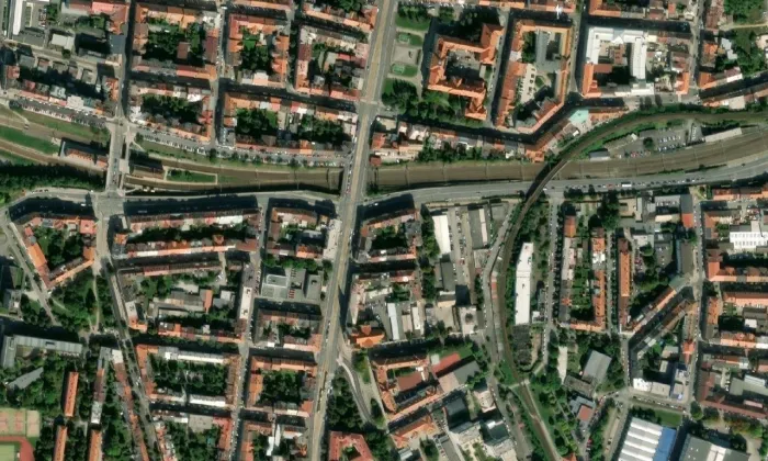 Klatovská třída 39 – letecký pohled