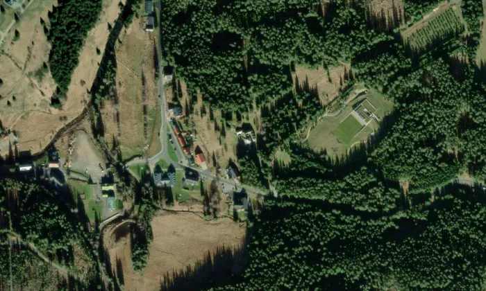 Klostermannova chata – letecký pohled