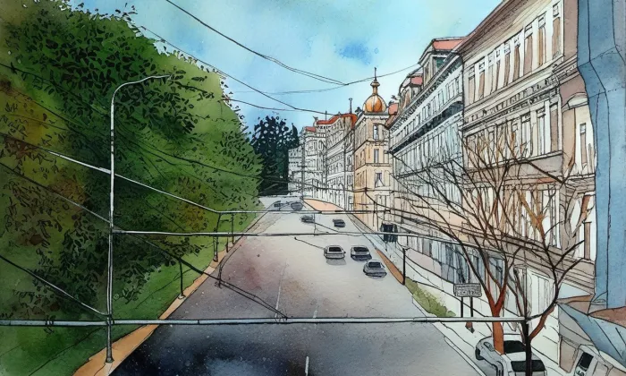 Koliště – akvarel