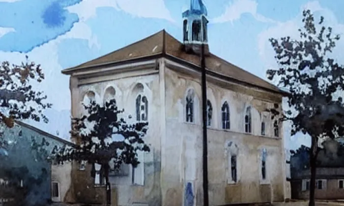 Kostel Čtrnácti svatých pomocníků (Louny) – akvarel