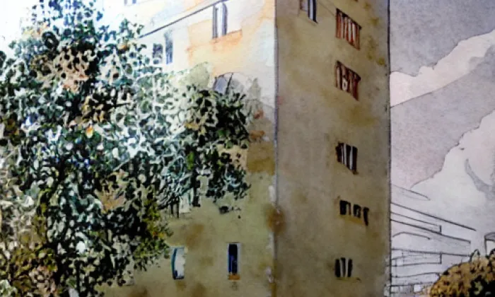 Kostel Archanděla Michaela (Meclov) – akvarel