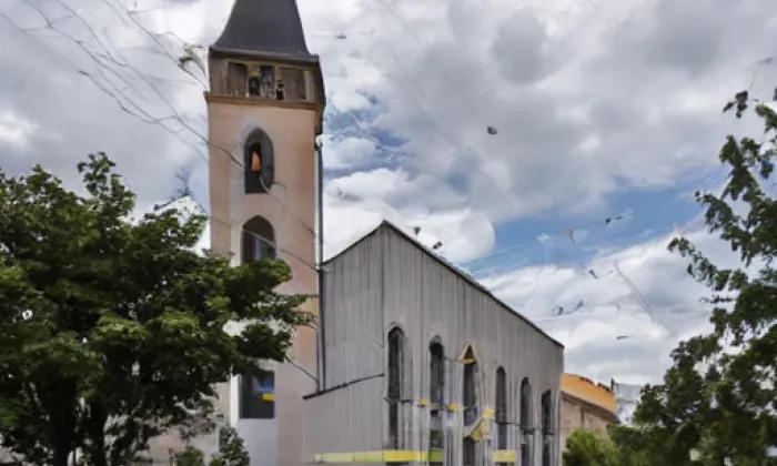 Kostel Církve československé husitské v Duchcově – noc