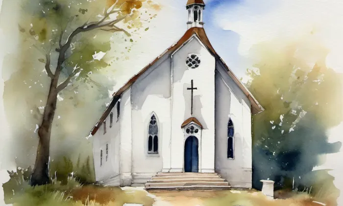 kostel Matky Boží – akvarel