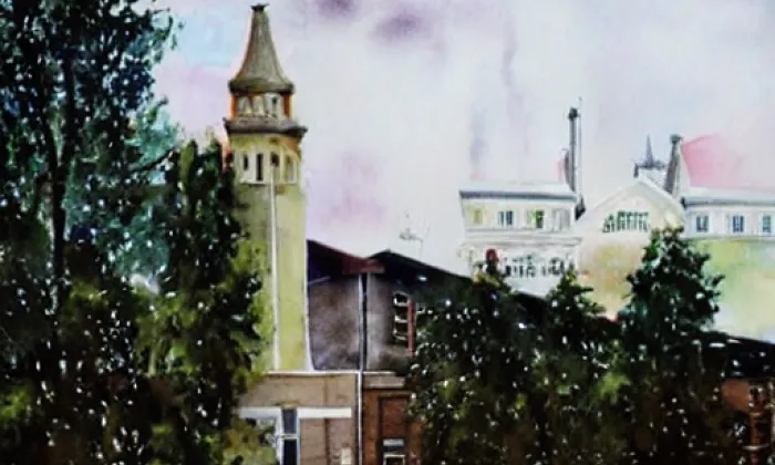 Kostel Nalezení svatého Kříže (Valašské Klobouky) – akvarel