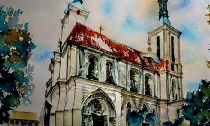 kostel Nanebevzetí Panny Marie (Ždánice) – akvarel
