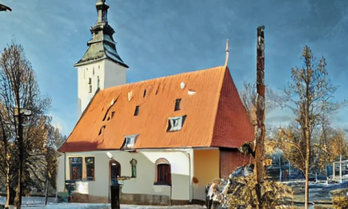 kostel Nanebevzetí Panny Marie (Blučina) – akvarel