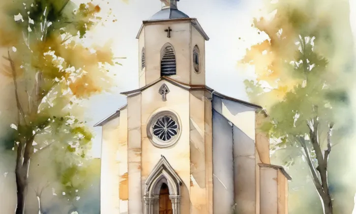 Kostel Nanebevzetí Panny Marie (Chotěšov) – akvarel
