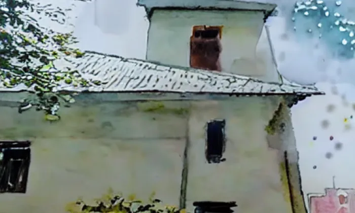 kostel Nanebevzetí Panny Marie (Laškov) – akvarel
