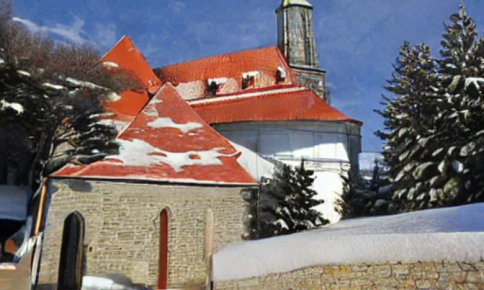 Kostel Nanebevzetí Panny Marie (Lobkovice) – zima