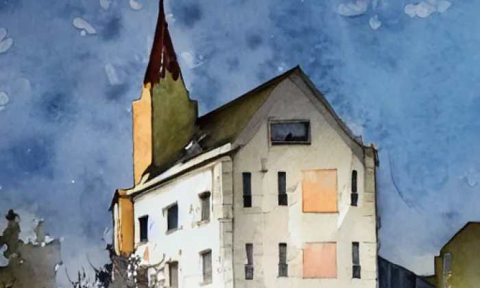 Kostel Nanebevzetí Panny Marie (Malá Morava) – akvarel