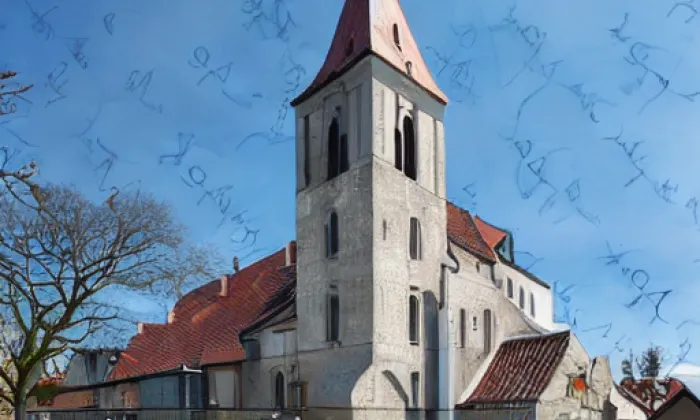 Kostel Nanebevzetí Panny Marie (Modrá Hůrka) – akvarel
